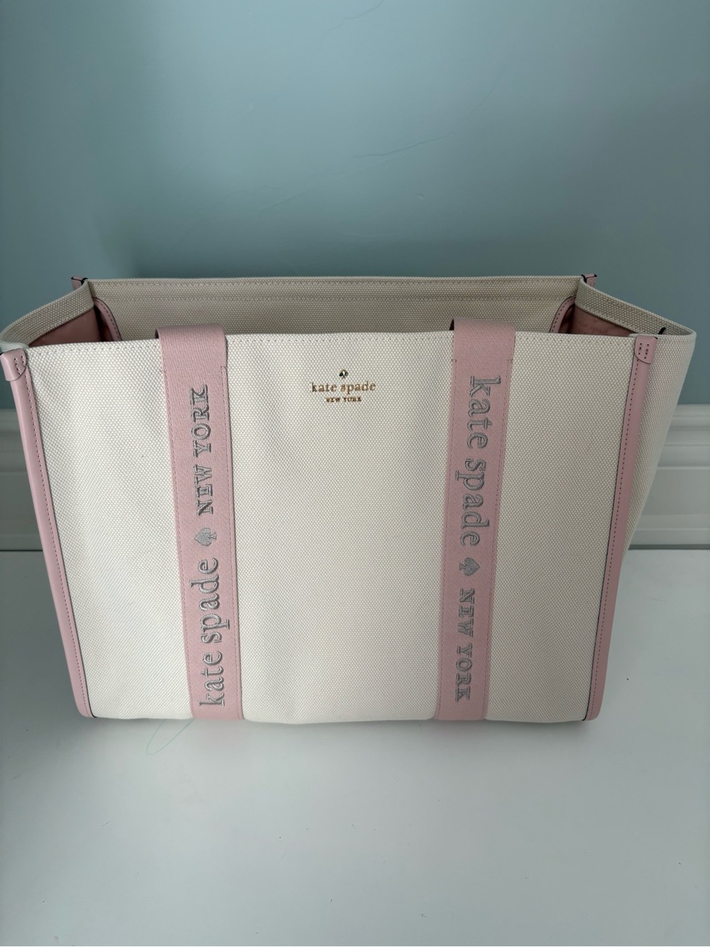 Kate Spade Kip Canvas Large Tote Bag Rose Smoke NWOT